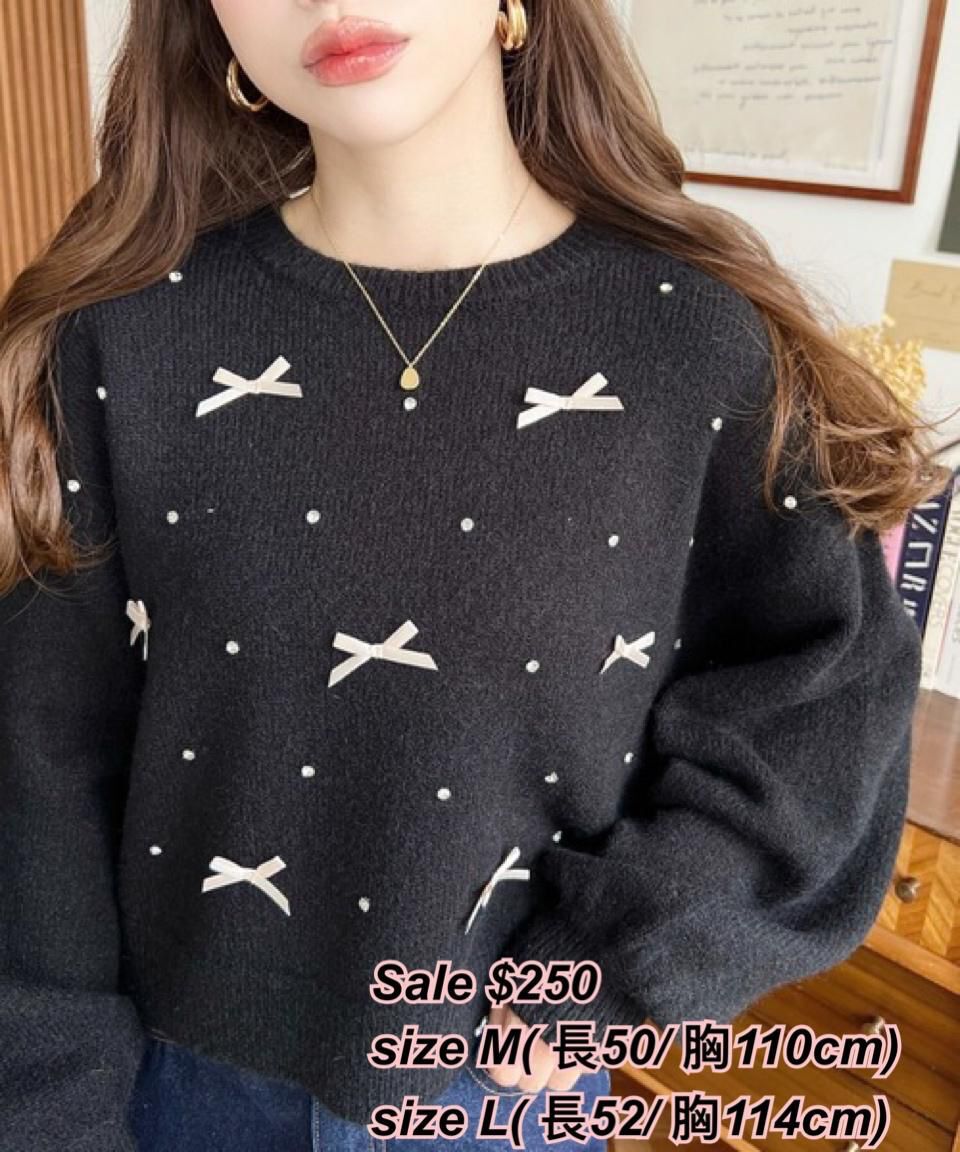 260106 日系女裝 sale 閃石小蝴蝶圖案冷衫/4 色