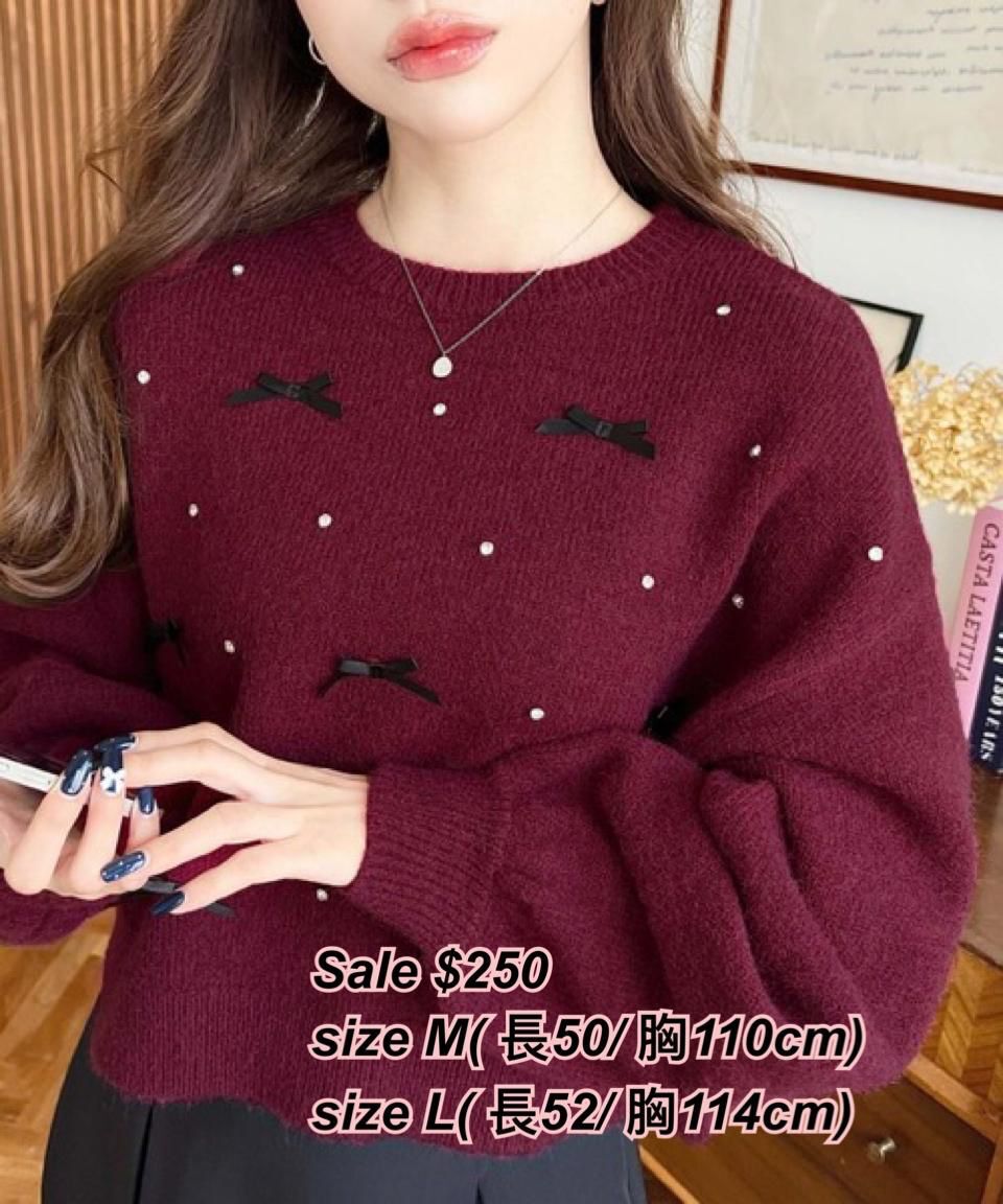 260106 日系女裝 sale 閃石小蝴蝶圖案冷衫/4 色