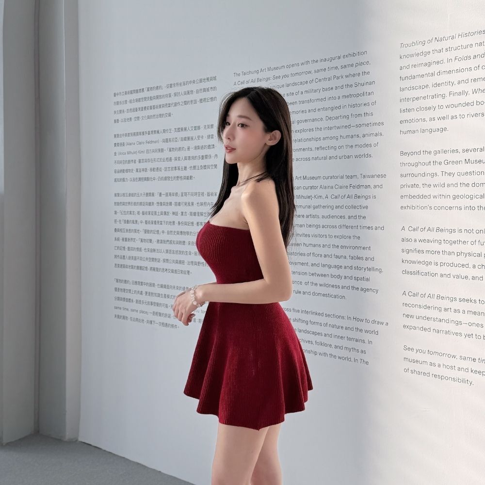 【新年紅】DOMISS抹胸平口毛衣裙 修身 顯瘦平口洋裝(現+預)