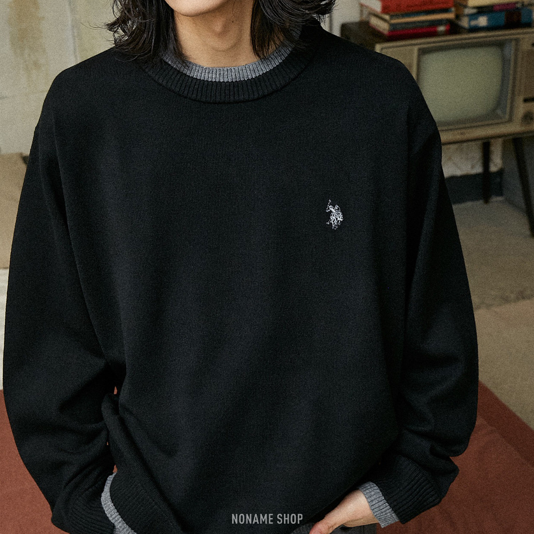 U.S. POLO ASSN. 刺繡 假兩件 疊穿 針織衫 三色 (男款)