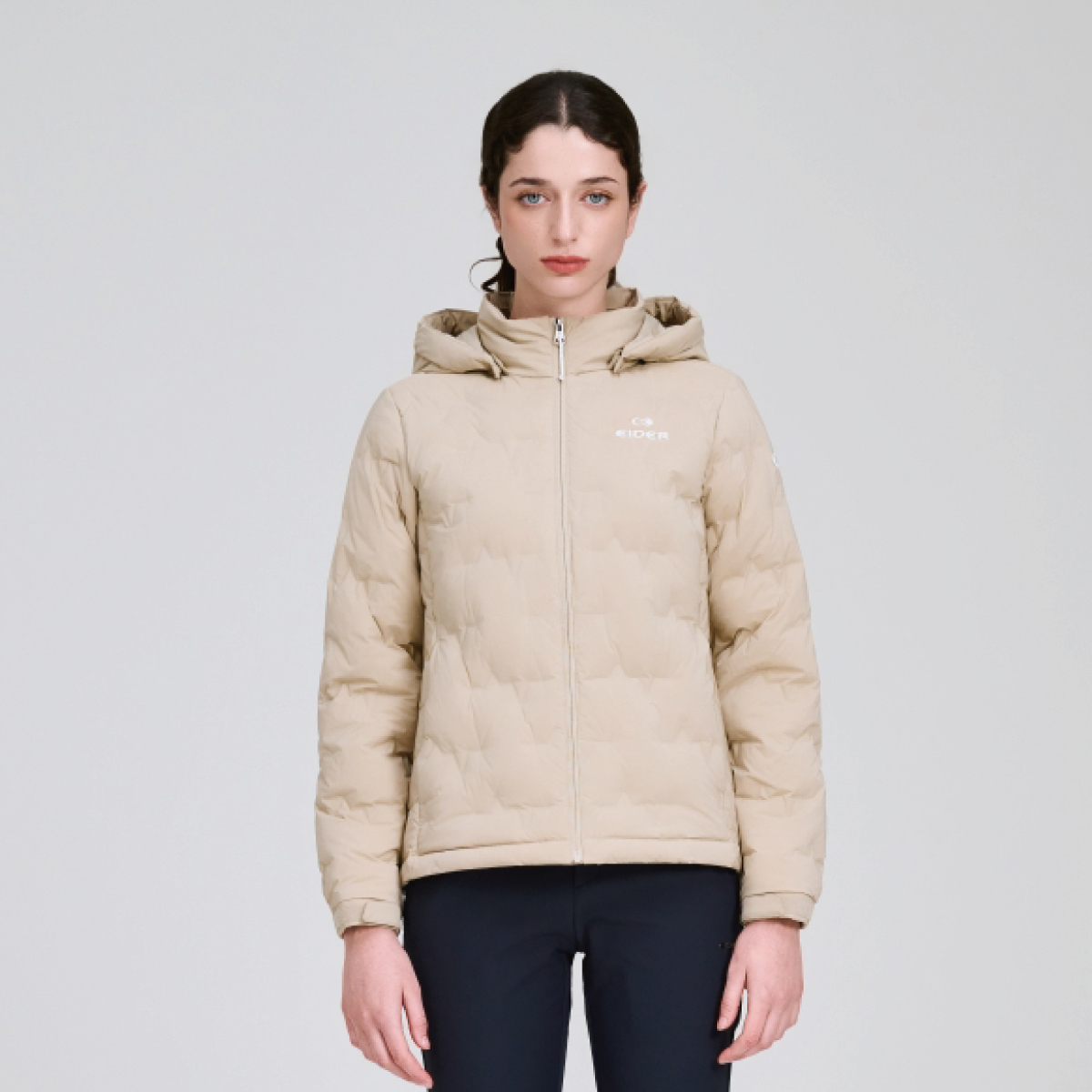 【EIDER】女保暖鵝絨可拆帽外套/25EDWW25512-[紫、黑、卡其、粉紫]