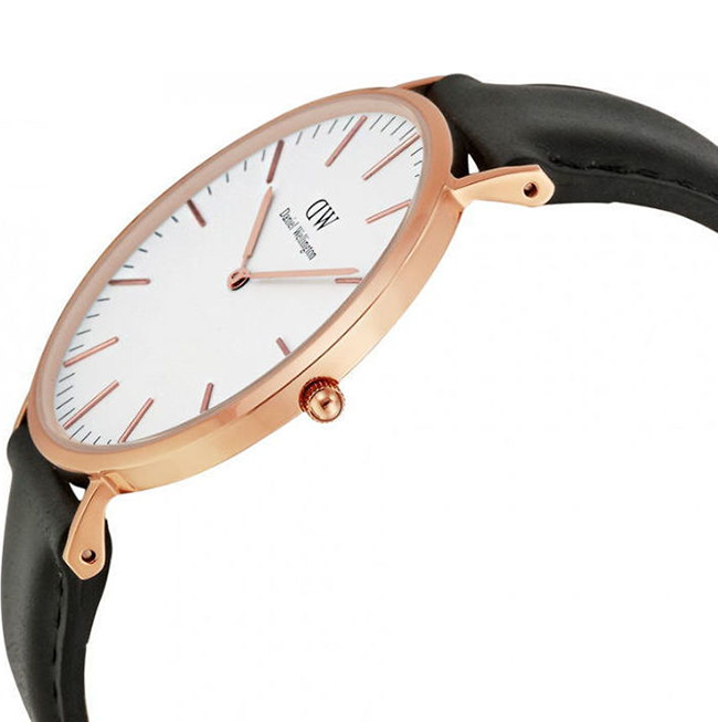 年鐘錶 - DW - Daniel Wellington  經典簡約白色面盤皮革錶帶男錶 DW00100007 錶徑 : 40mm