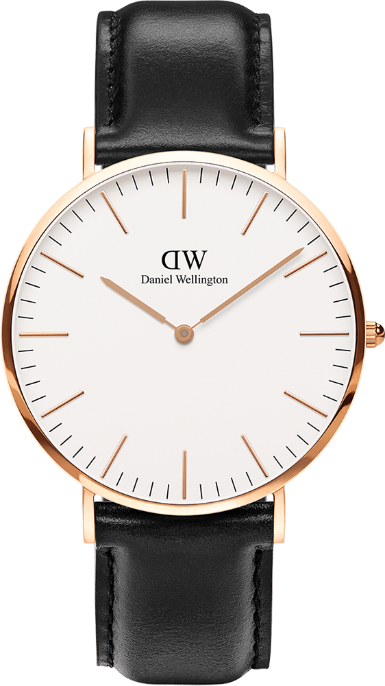 年鐘錶 - DW - Daniel Wellington  經典簡約白色面盤皮革錶帶男錶 DW00100007 錶徑 : 40mm