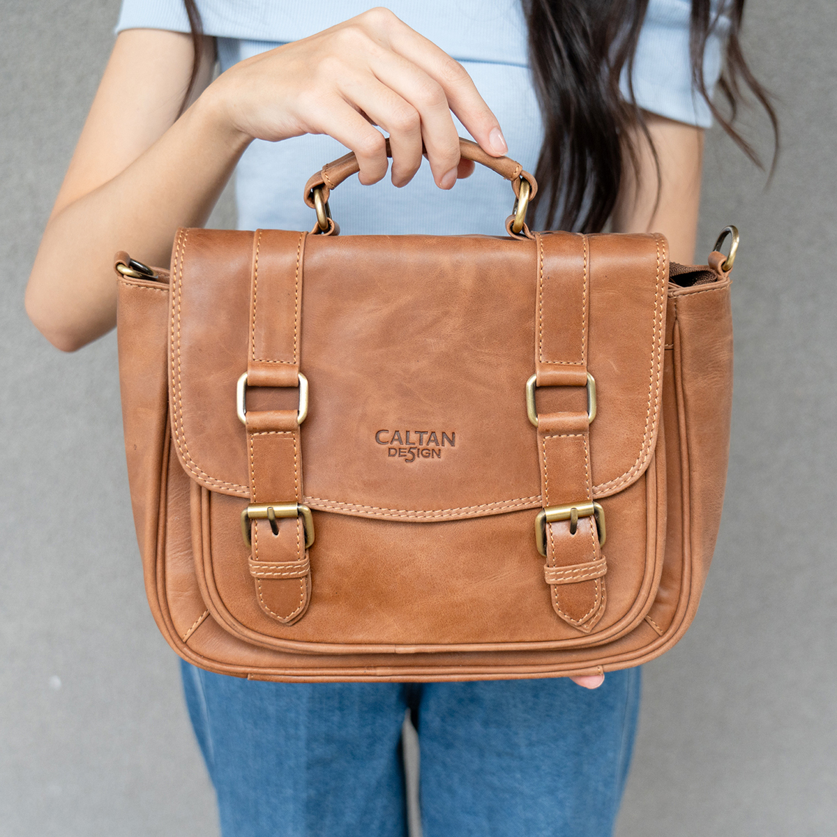 學院風真皮後背包/肩背包/手提包 三用包-四色(5404)