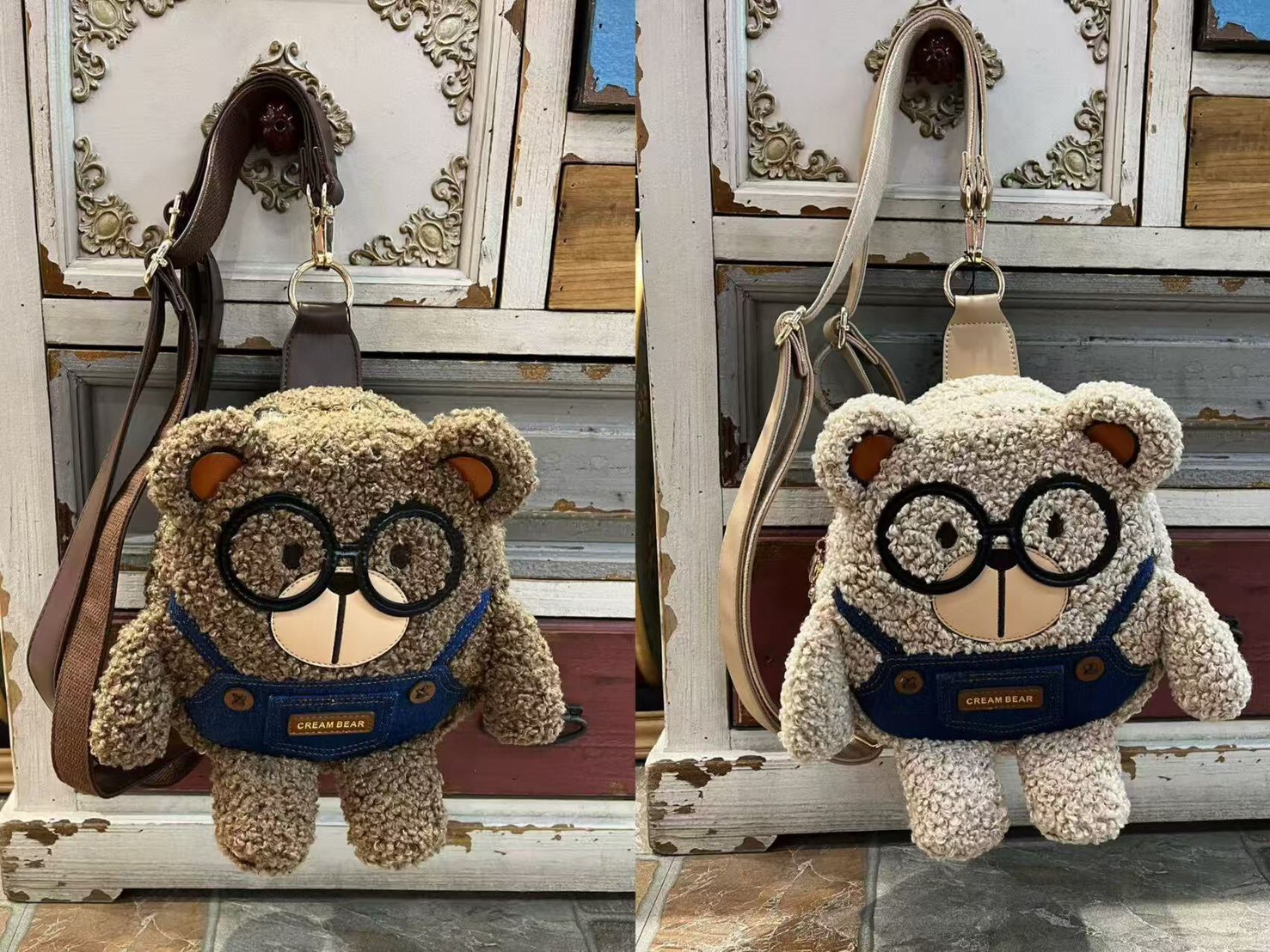 1341【超Q羊羔毛熊熊後背包】