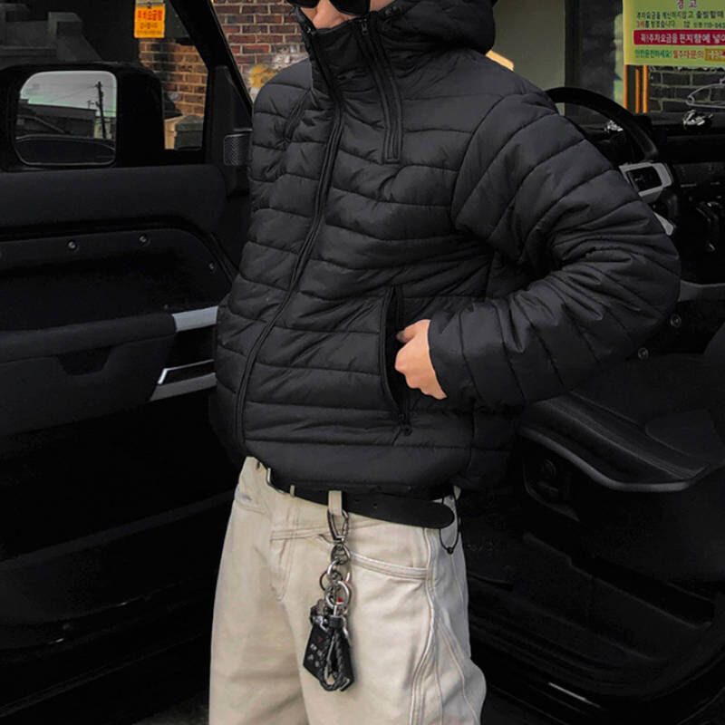 遮臉比較帥，韓系稀有超防寒連帽排骨短版羽絨衣