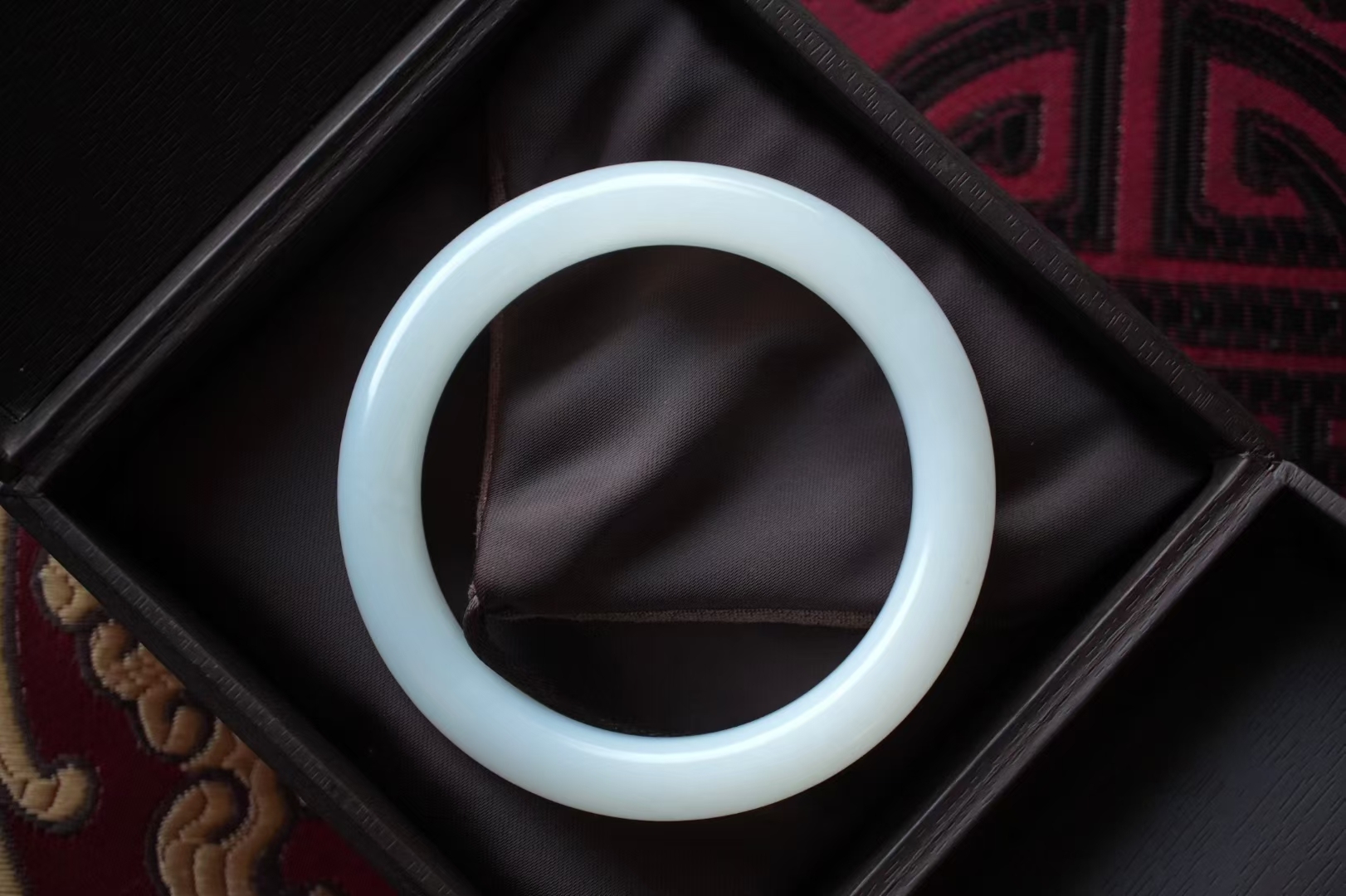 1225432 56.8mm和田玉俄料羊脂玉平安鐲 (56-58)