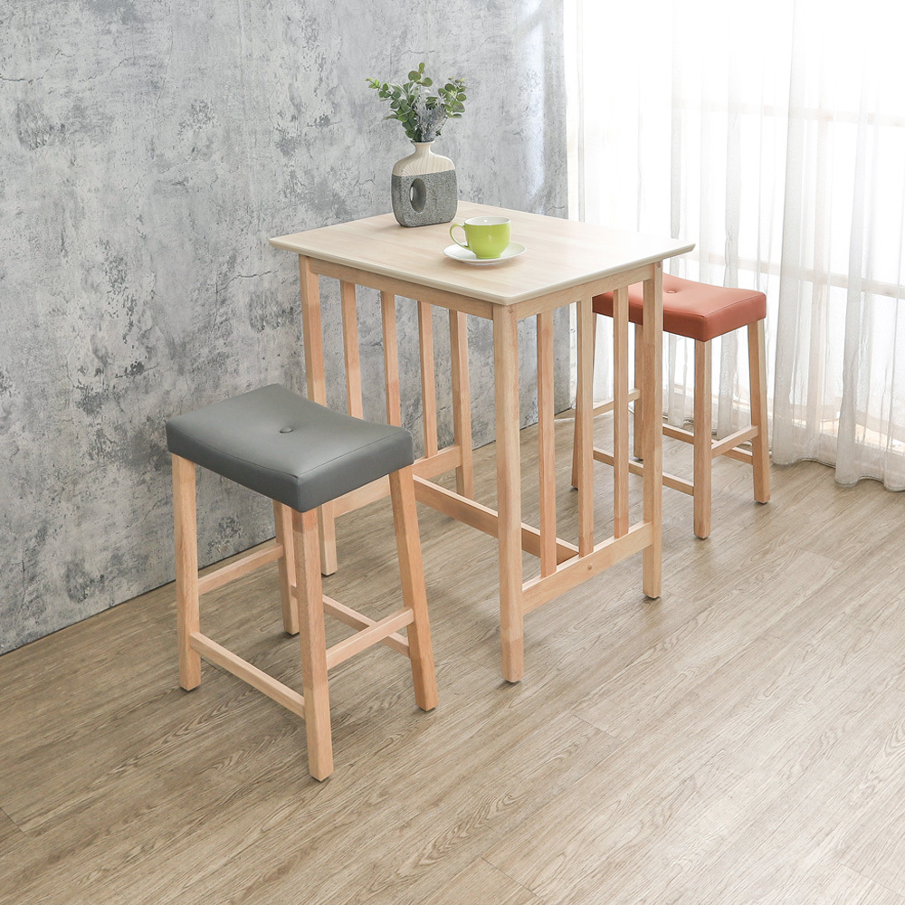 簡約吧檯桌椅/休閒高腳桌椅組合-奶茶木紋色(一桌二椅-兩色可選)