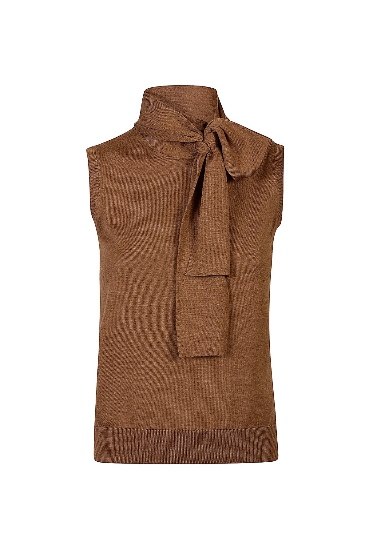 Eleventy 絲羊絨綁帶背心(咖啡)