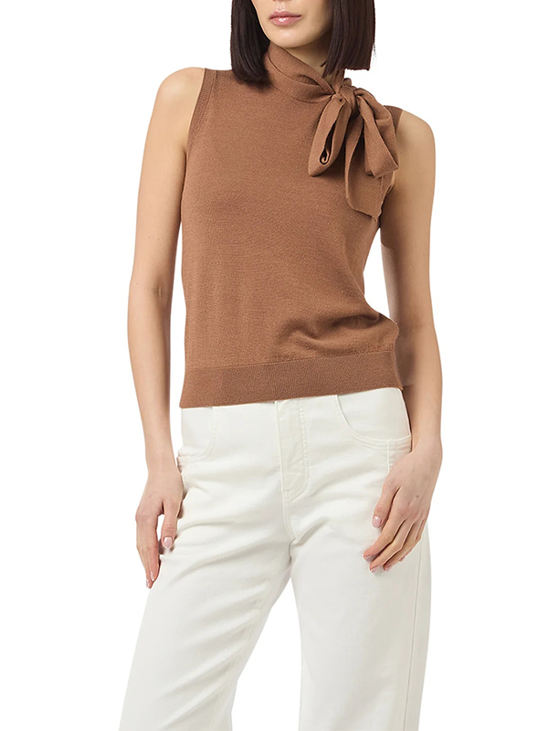 Eleventy 絲羊絨綁帶背心(咖啡)