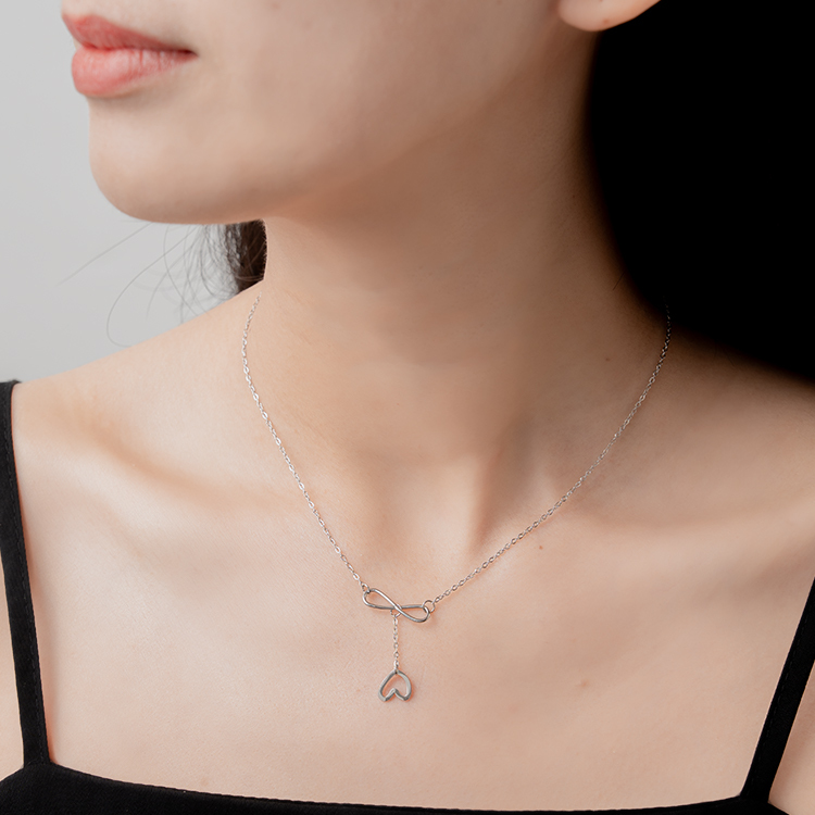 miramira心語｜線條無限愛心項鍊B1461-銀33708