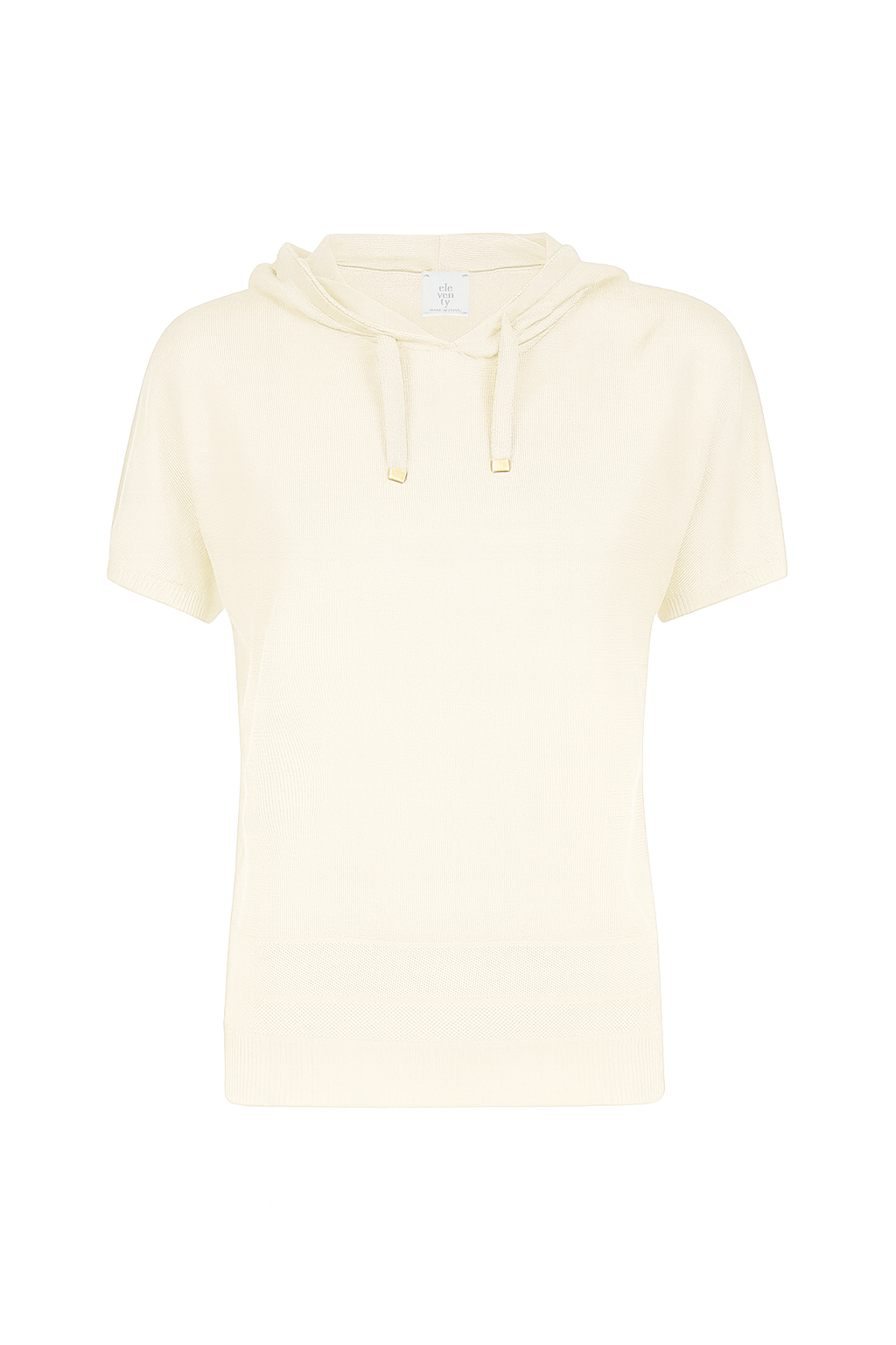 Eleventy 連帽羊絨短袖上衣(白)