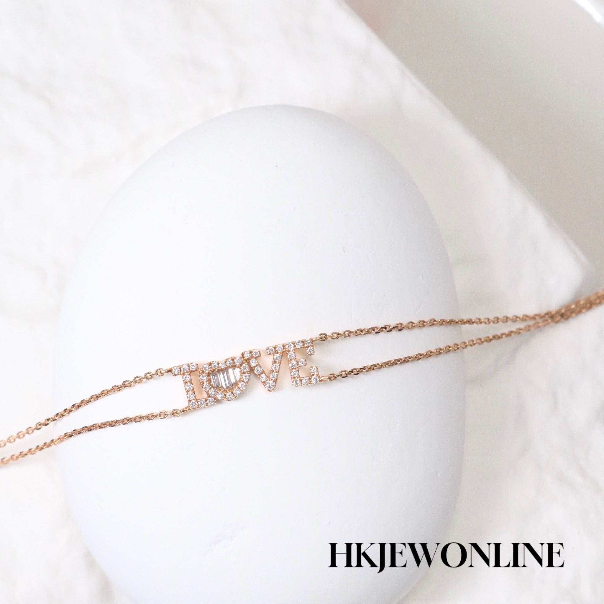 18K Rose Gold Diamond LOVE Letter Bracelet