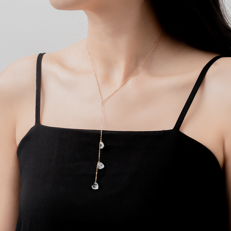 miramira微光｜Y字線條閃鑽項鍊B1836-金41219