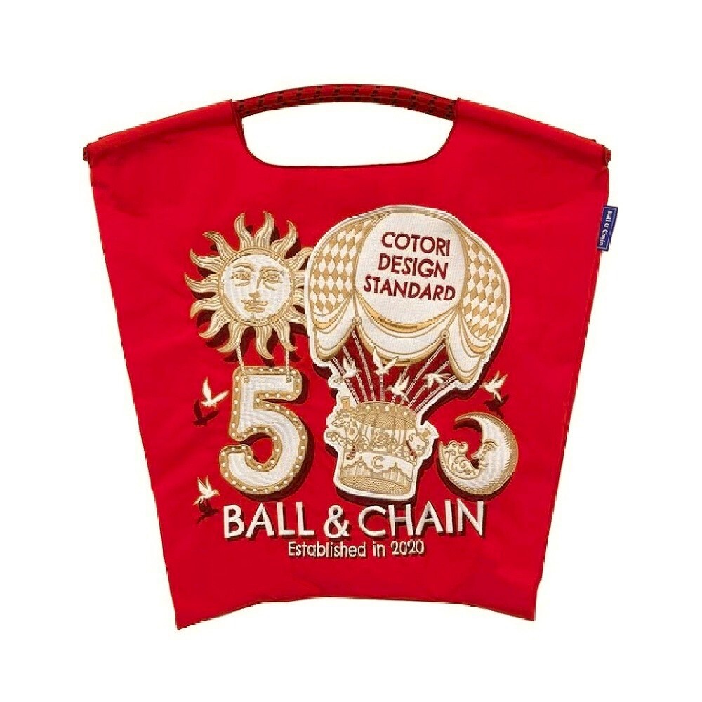 Ball＆Chain 刺繡環保購物袋 M號 - 紅 (32101005)