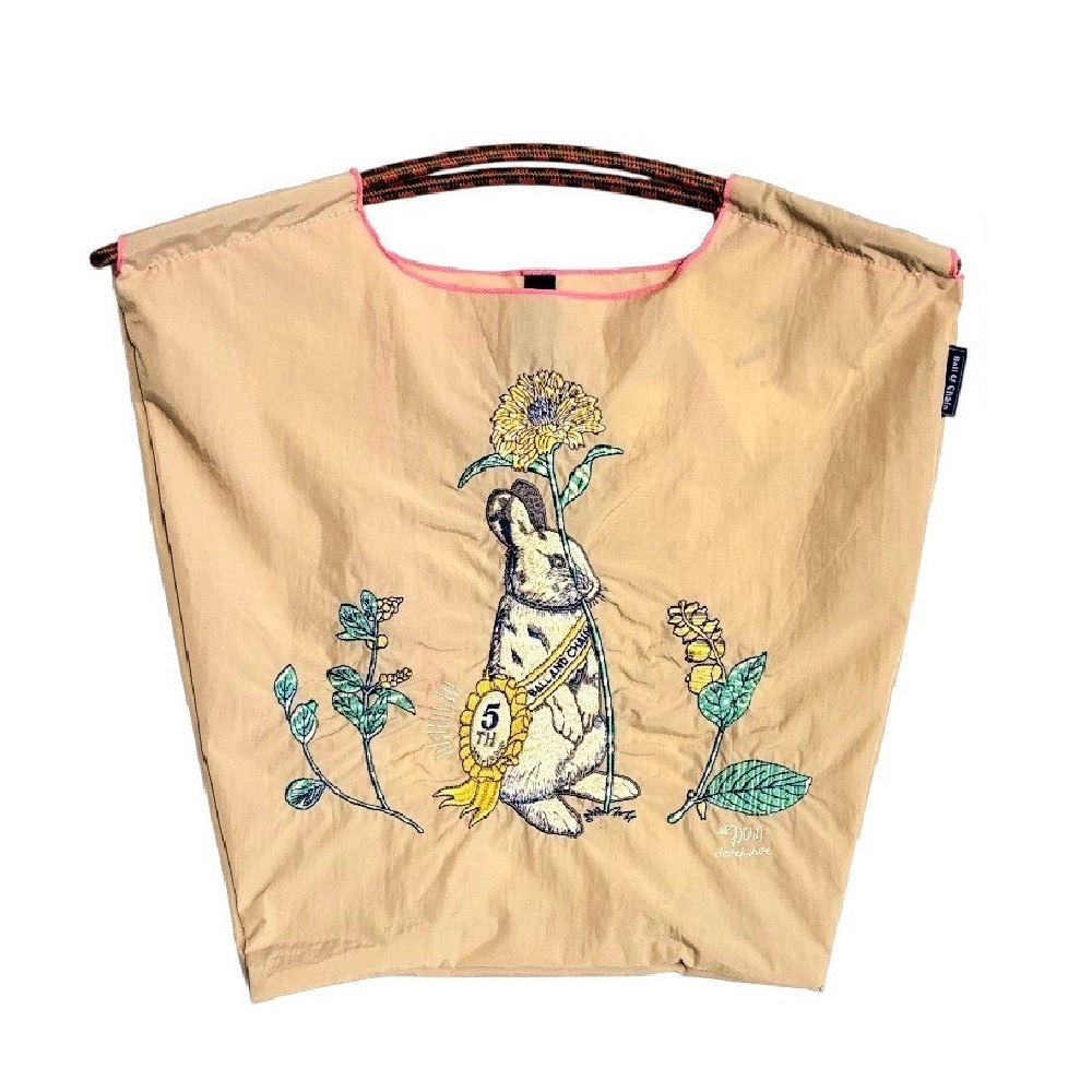 Ball＆Chain 刺繡環保購物袋 M號 - 粉膚 (31301821)