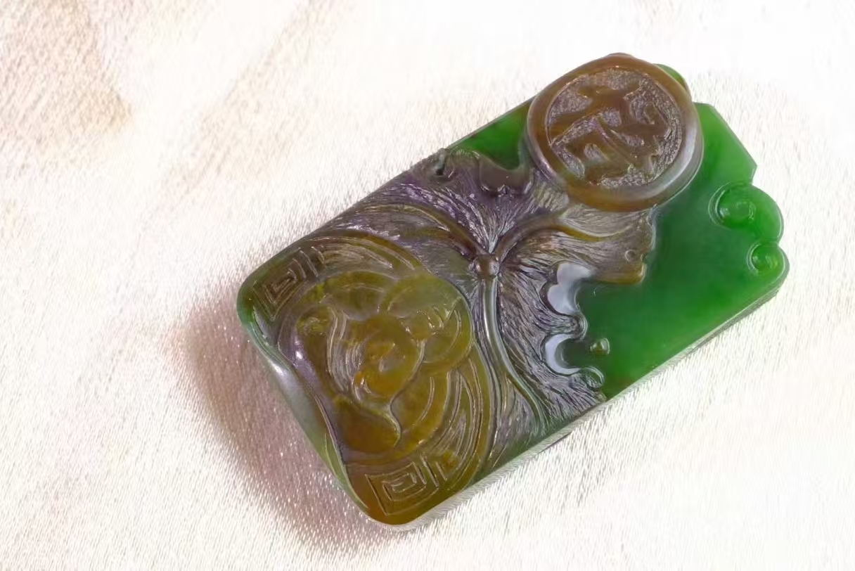 1225727 和田玉碧玉七號礦紅皮細料觀音