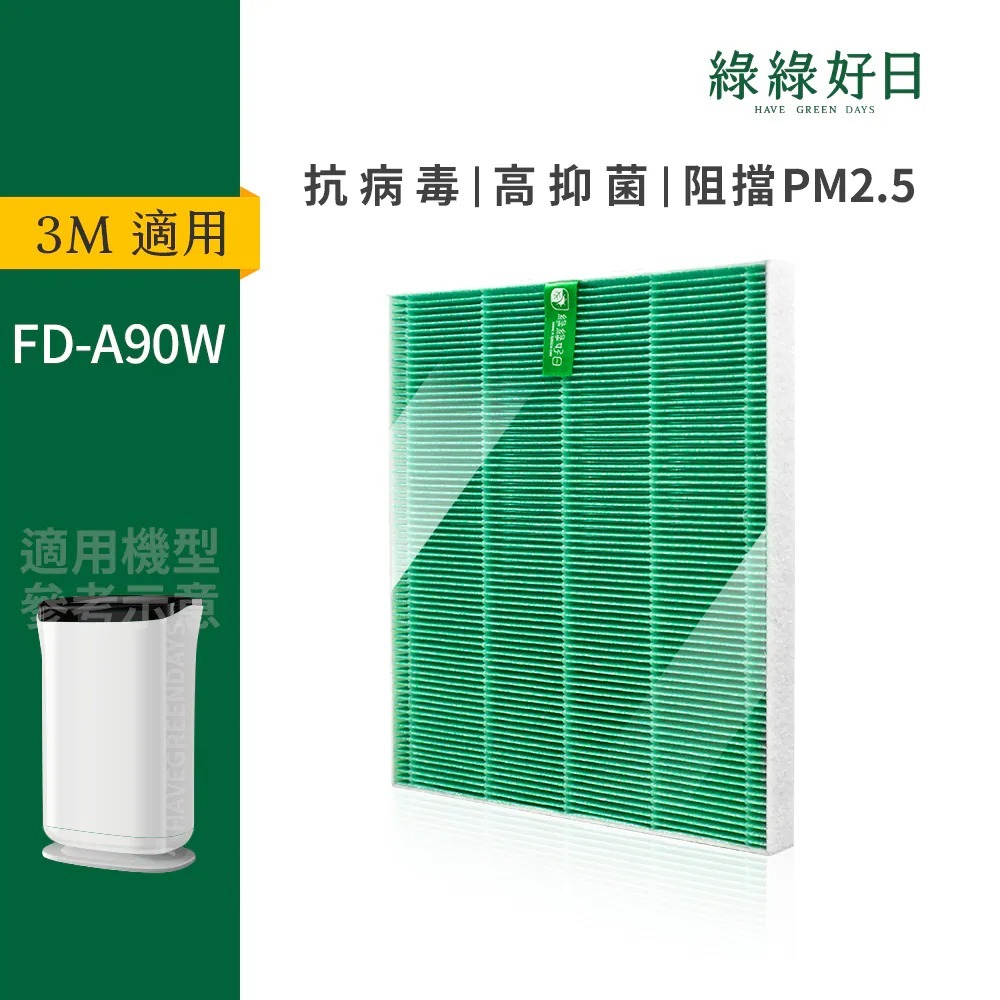 適用 3M FD-A90W 雙效空氣清淨除濕機 HEPA抗菌濾網 綠綠好日