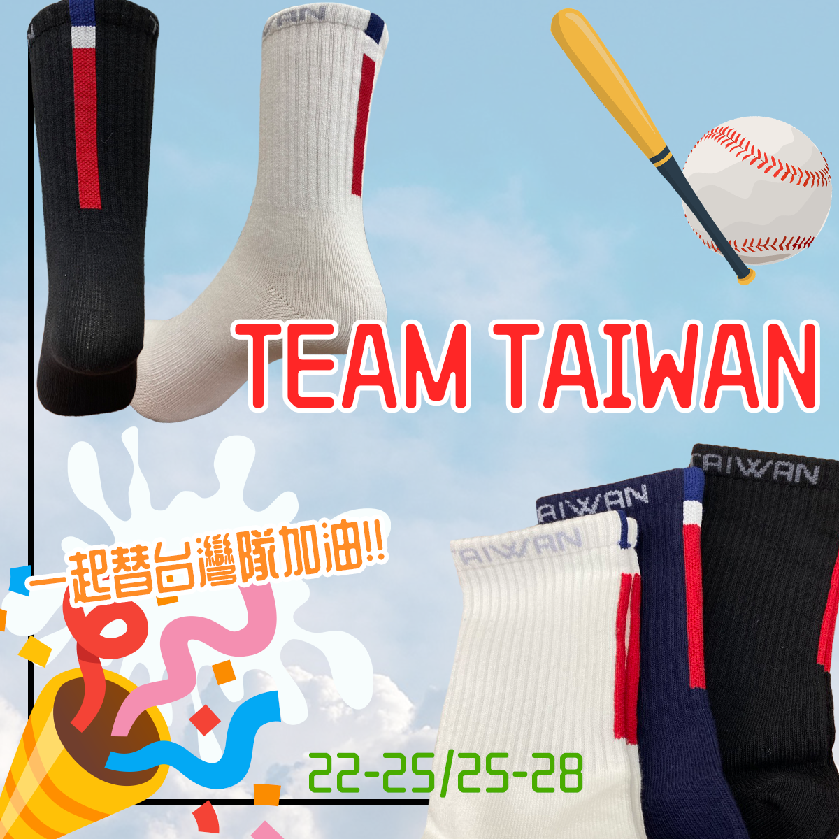 TEAM TAIWAN 台灣國旗條長襪 長襪