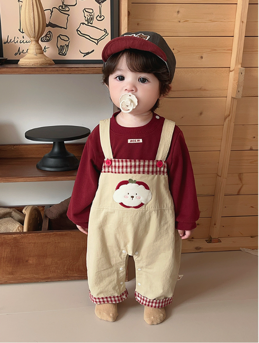 蘋果毛絨狗狗吊帶褲套裝(73-100)