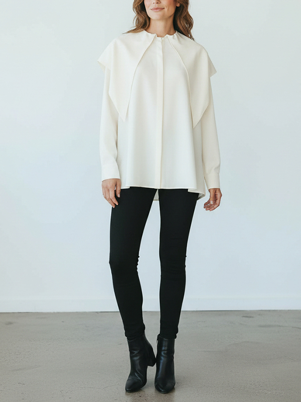 Fabiana Filippi 綁結領毛料襯衫(米)