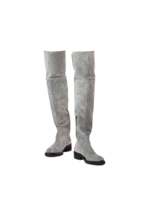 Eleventy  麂皮平底長靴(淺灰)