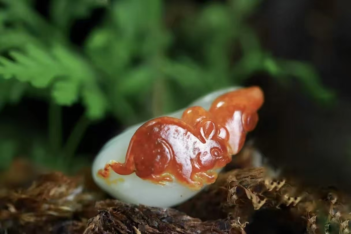 1225730 和田玉紅皮小籽福鼠送財