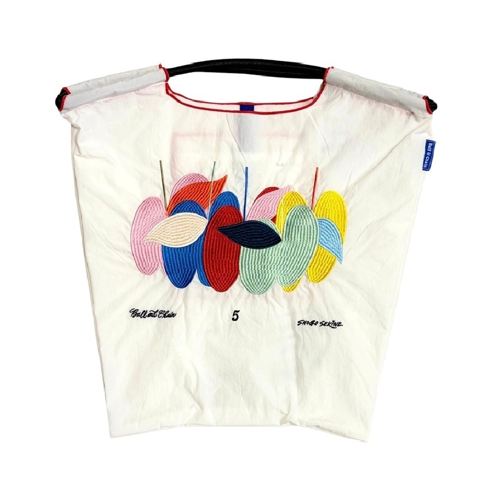 Ball＆Chain 刺繡環保購物袋 M號 - 白 (32300404)