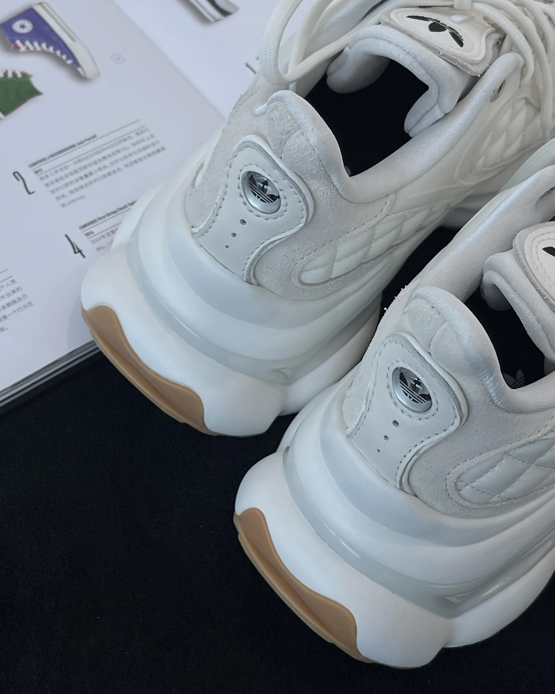 Adidas Originals Ozvenuz 皮革白 菱格紋 小香風 厚底 老爹鞋 休閒鞋 女鞋