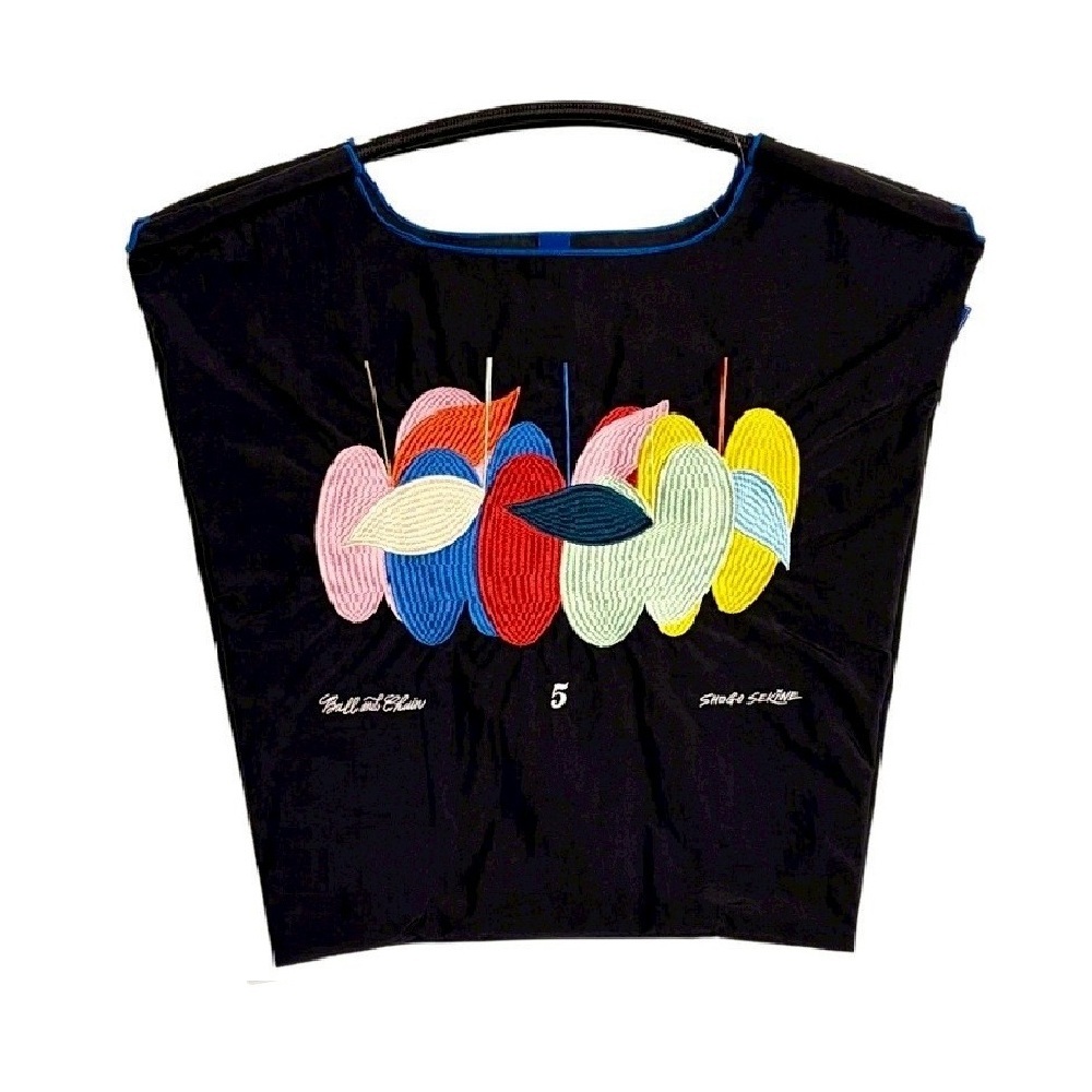 Ball＆Chain 刺繡環保購物袋 M號 - 黑 (32300401)