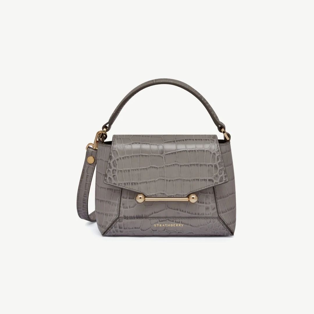 1SA0730-171 [STRATHBERRY] Mosaic Nano Soft Croc-Embossed Leather Stone Grey #20252-169-684-103 (B-EU-E)