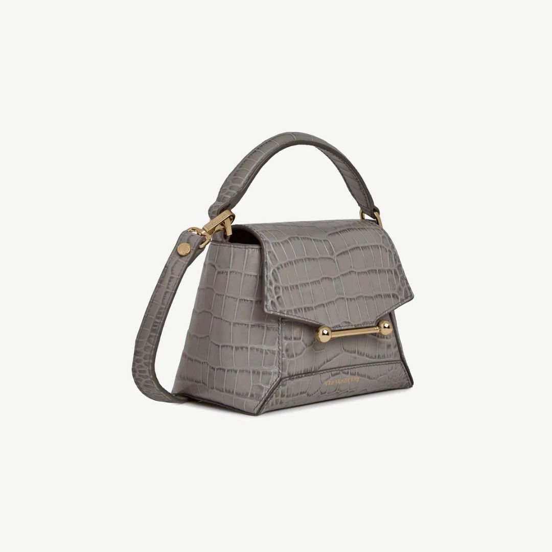 1SA0730-171 [STRATHBERRY] Mosaic Nano Soft Croc-Embossed Leather Stone Grey #20252-169-684-103 (B-EU-E)