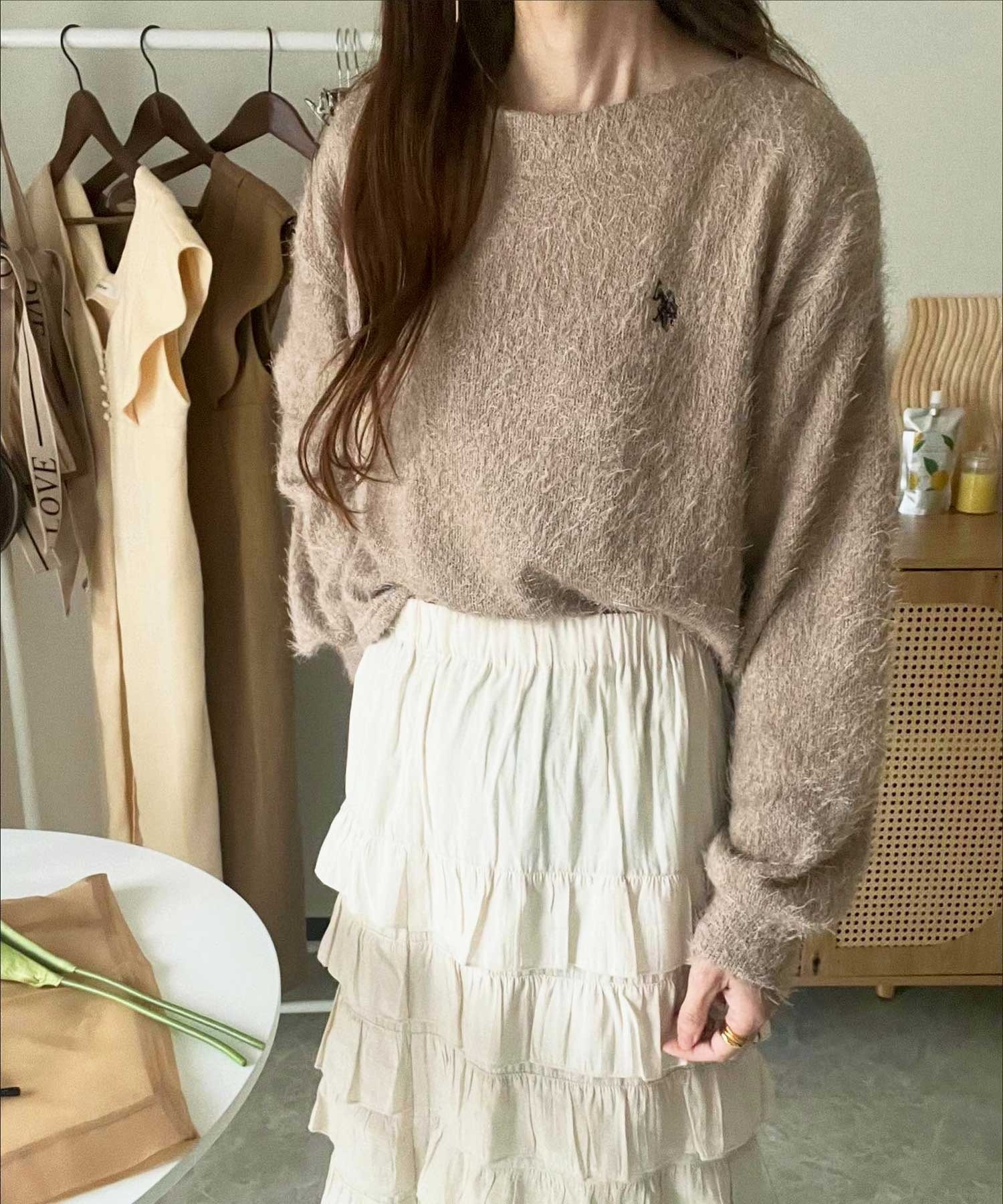 🇯🇵 GeeRA X U.S. POLO ASSN. 刺繡LOGO 毛毛 針織衣 針織衫 毛衣 長袖 / 預購