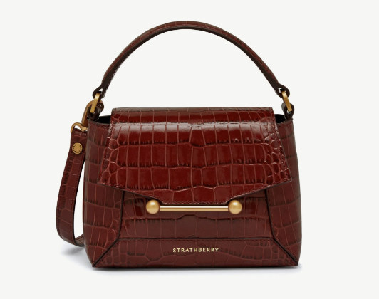 1SA0730-174 [STRATHBERRY] Mosaic Nano Croc-Embossed Leather Oxblood #20252-006-684-555 (B-EU-E)
