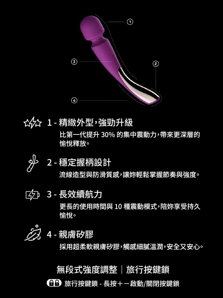 LELO SMART WAND 2 Medium AV震動按摩棒 av女優按摩棒