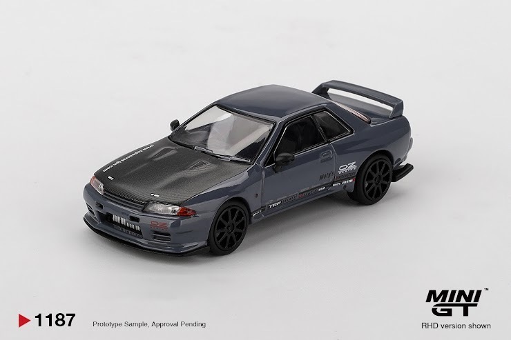 PO-$80 * MINI GT * 1:64 1187 Nissan Skyline GT-R Top Secret VR32 Stealth Grey RHD