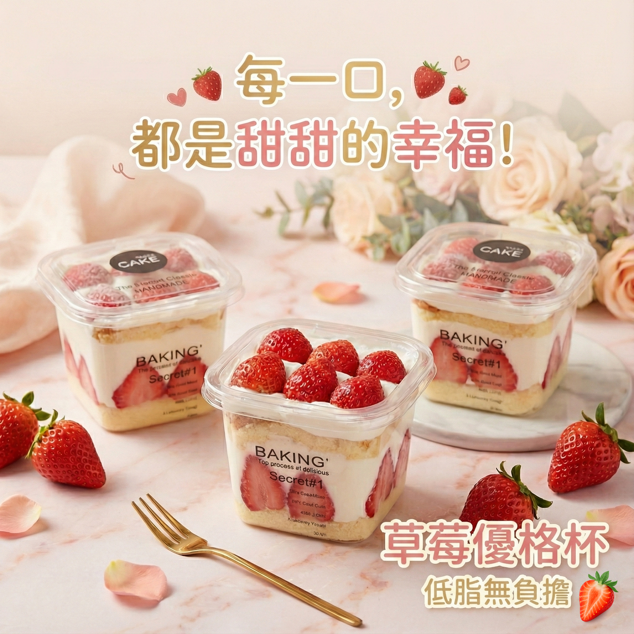 【米樂客】清爽草莓優格杯