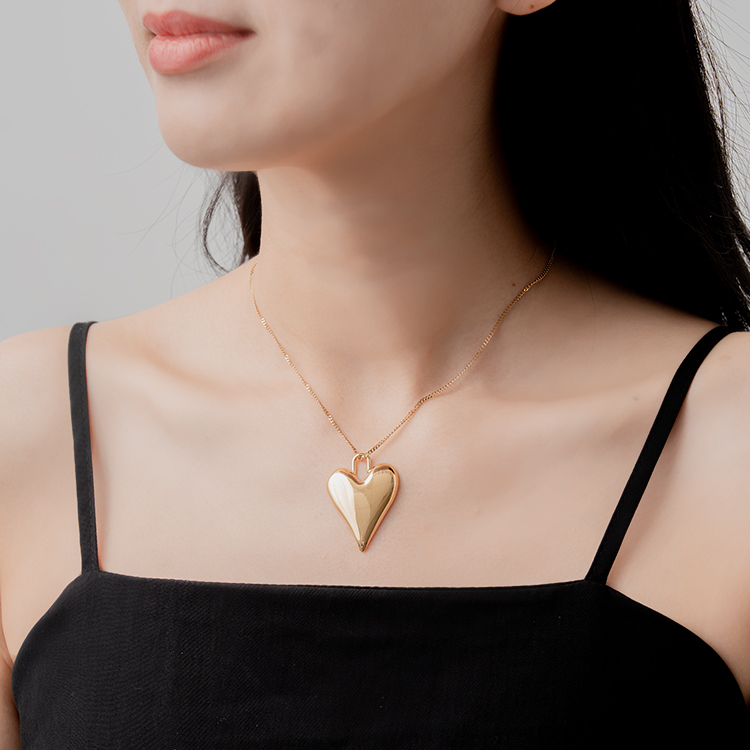 miramira心語｜立體愛心墜項鍊B1551-金40236