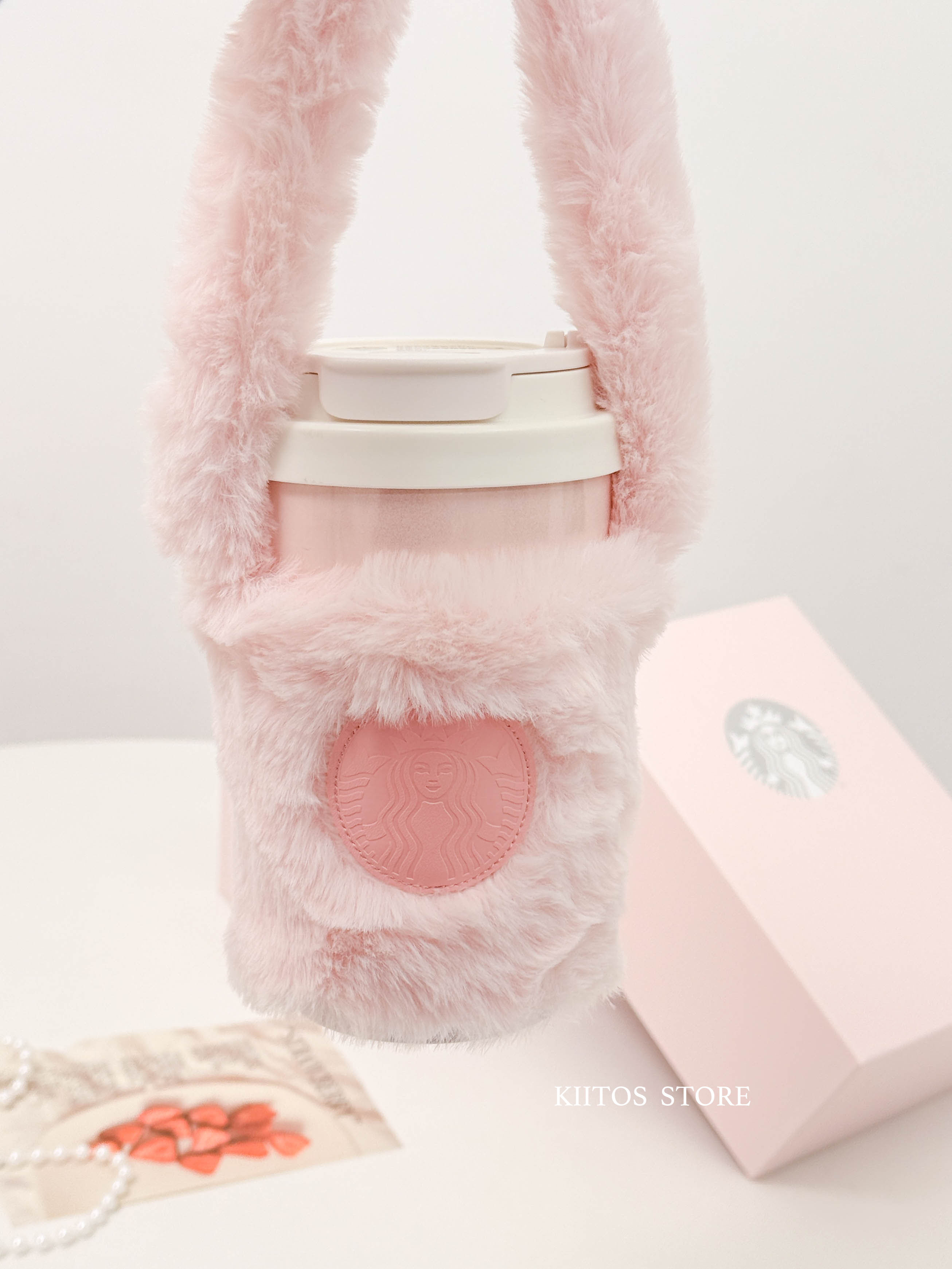 【現貨】國外限定 Starbucks 星巴克 冬季限定 漸變粉 隨行杯 毛毛 杯套 禮盒