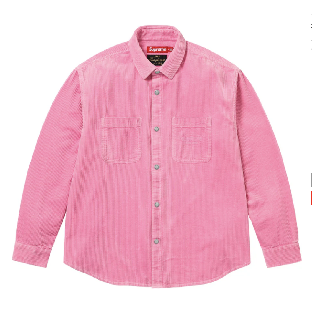 【Supreme】Wide Wale Corduroy Snap Shirt
