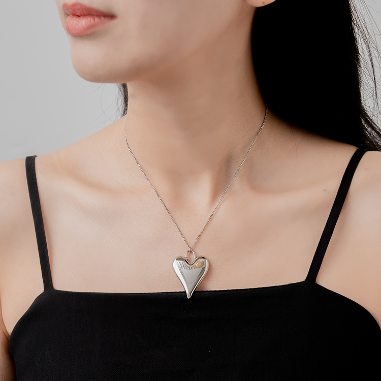 miramira心語｜立體愛心墜項鍊B1551-銀35744