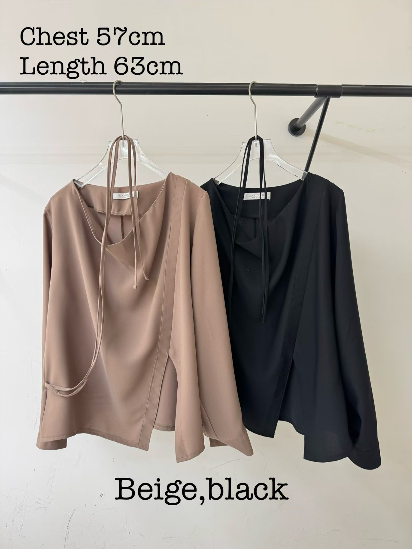 MG5402 開叉混紡綁繩上衣