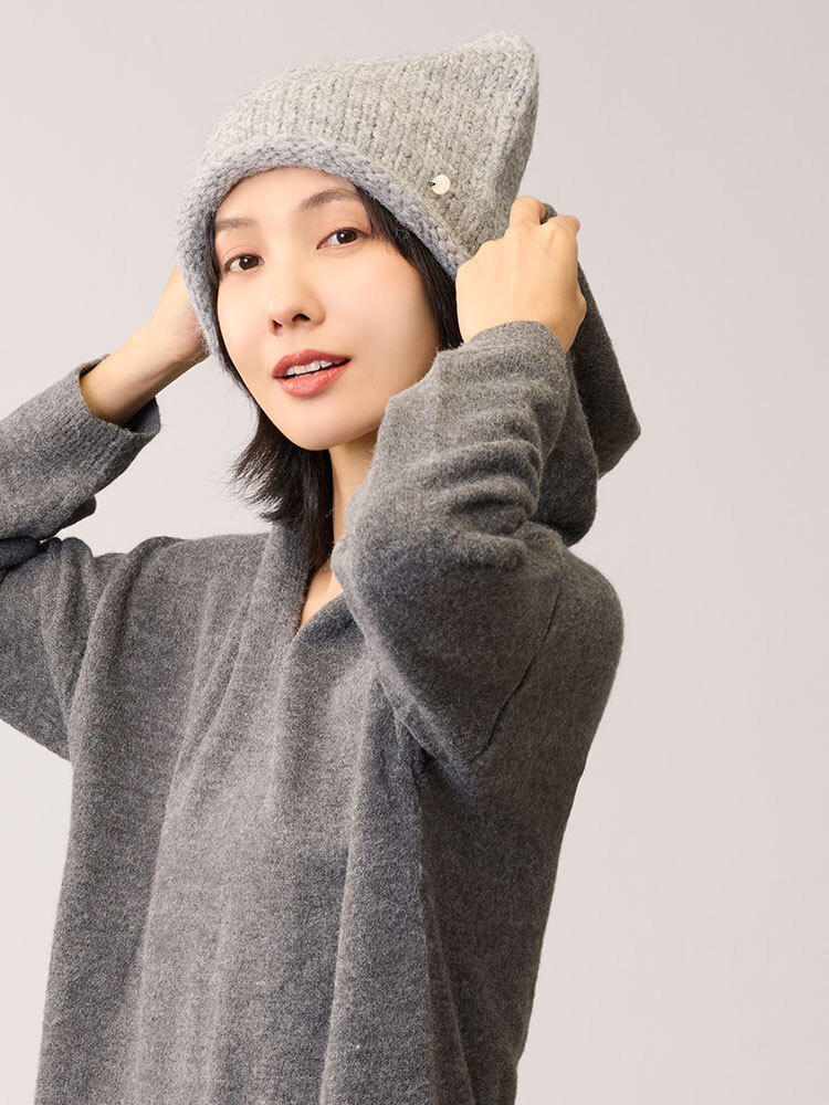 小釦萌耳毛線帽 2501（8%羊毛）