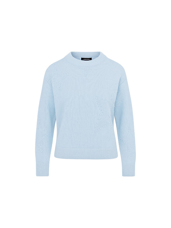 LORENA  圓球星星圓領針織上衣(淺藍)