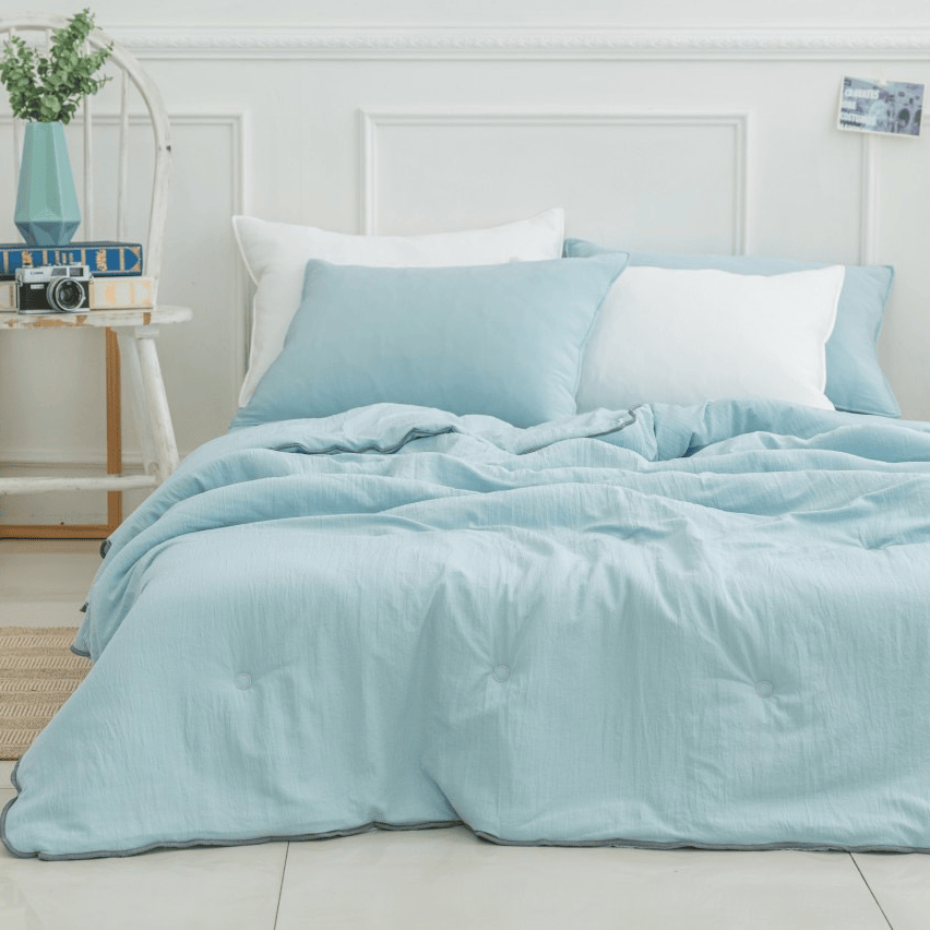 [韓國棉被] 膠原蛋白天絲・栗米棉填充｜純色撞邊 四季被 4色