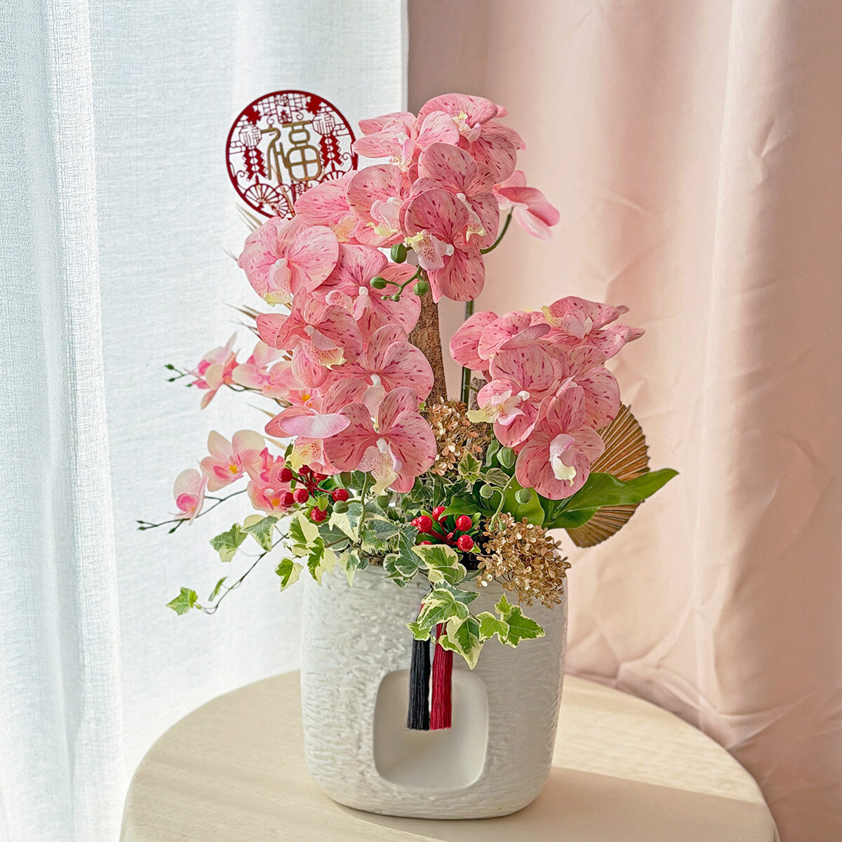 【官網限定款】PD72｜仿真蘭花盆栽｜高擬真蘭花搭配真植栽｜新年盆栽/春節佈置(新年裝飾物款式隨機)