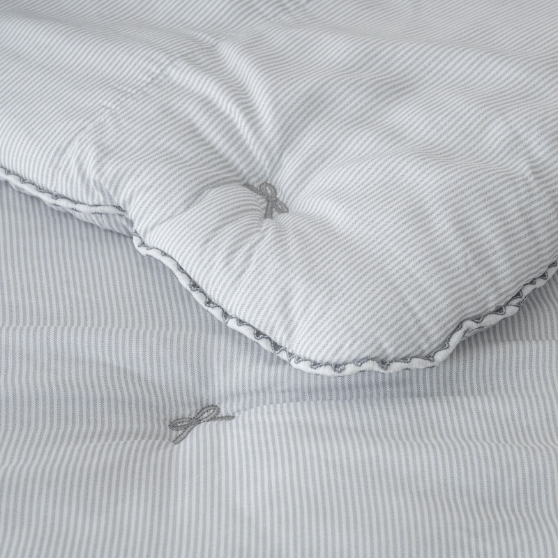 [韓國棉被] 天絲莫代爾・栗米棉填充｜蝴蝶結刺繡 間條 冬被 四季被 2色