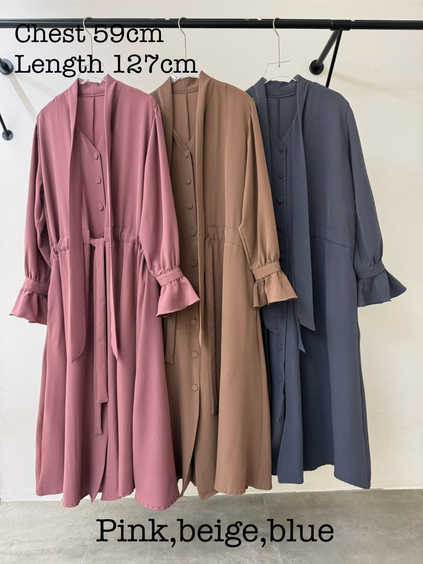 MG5404 排釦羊腿袖連身裙