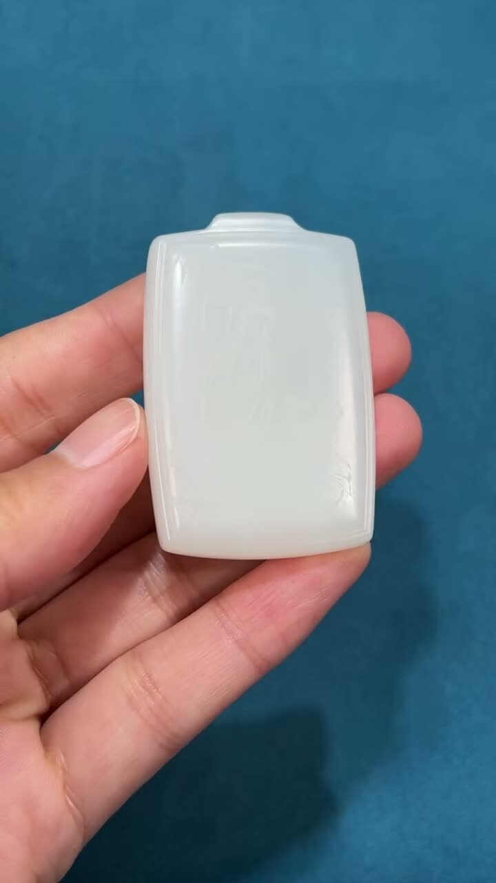 和田玉新疆白玉觀音玉牌掛件,天然和田玉軟玉