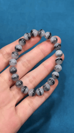 1225215 和田玉籽料青花一線天圓珠手串 (8mm直徑)